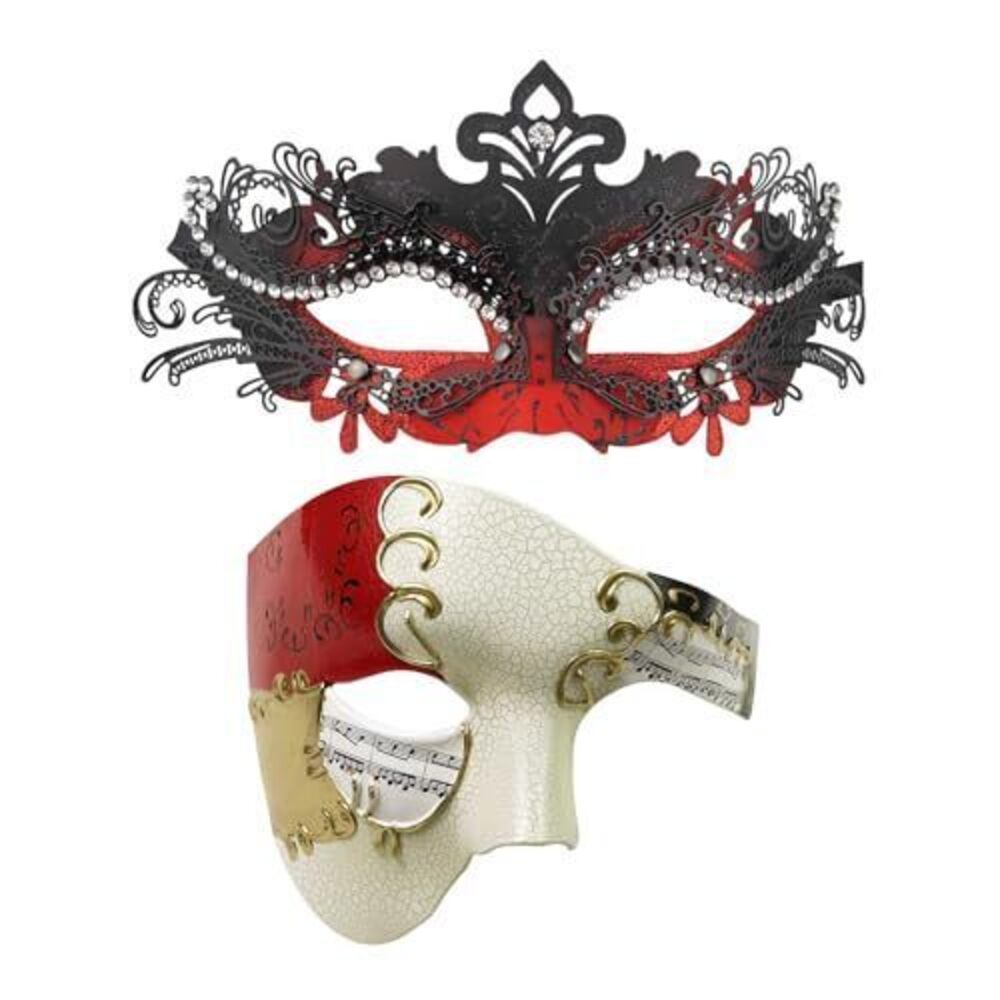 7584 Couples Masquerade Phantom Opera Mask Set - 's Mardi Gras &